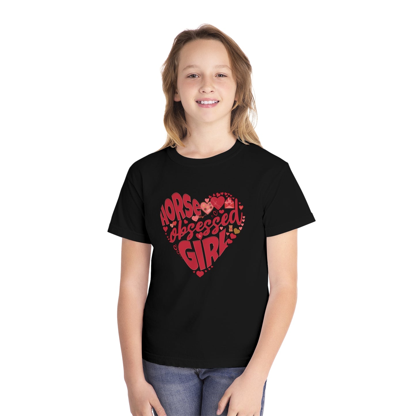 Youth Short Sleeve Tee: Horse Obsessed Girl