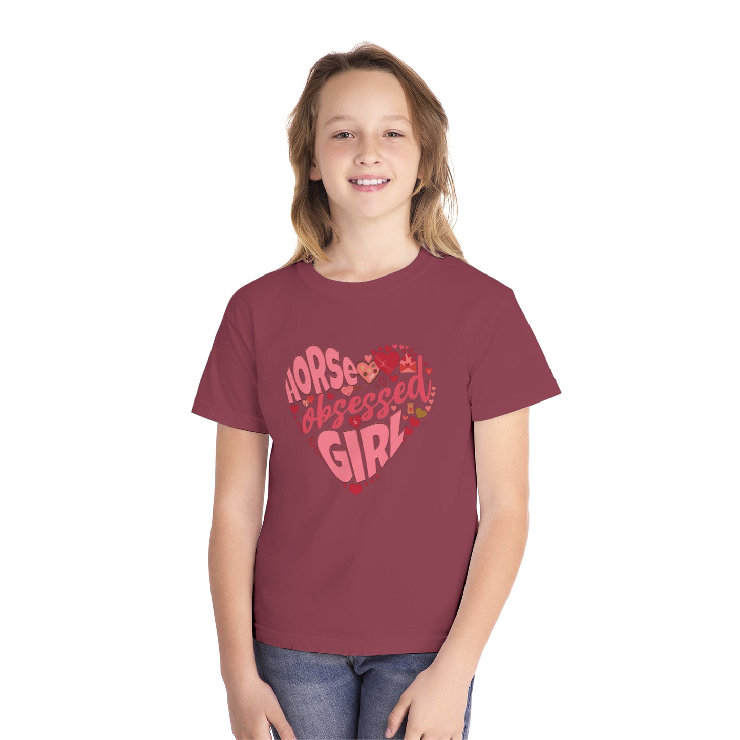 Youth Short Sleeve Tee: Horse Obsessed Girl