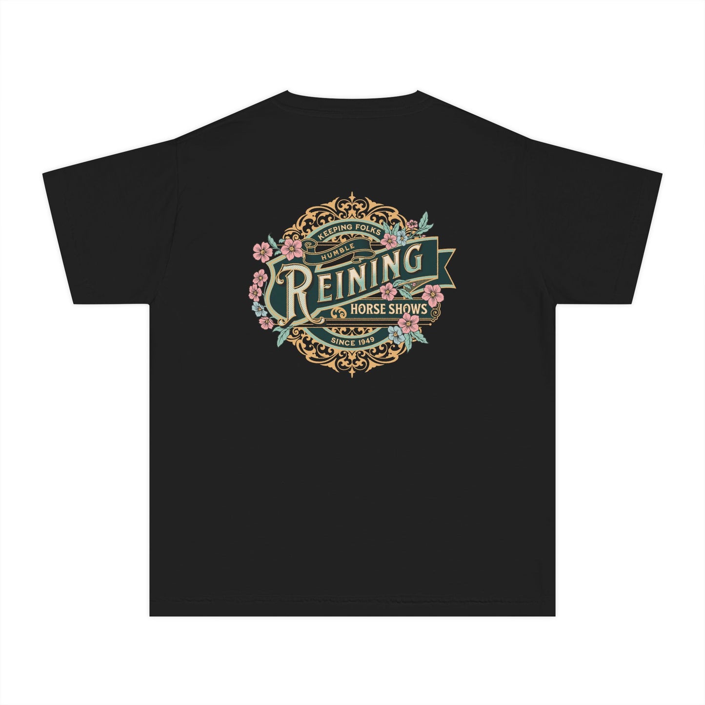 Youth Short Sleeve Tee: Reining. Keeping folks humble.