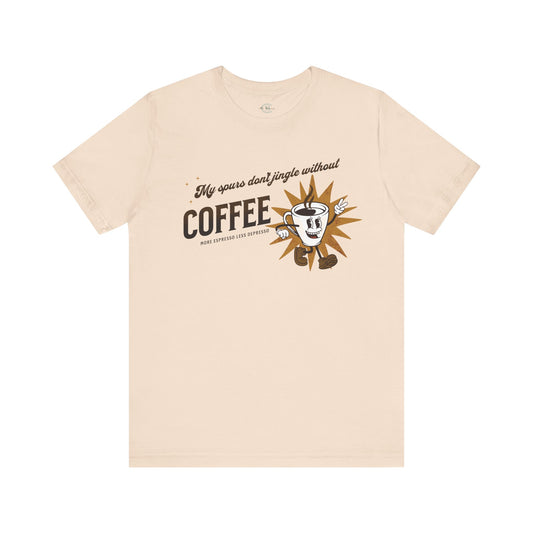 Jersey Short Sleeve Tee: Coffee & Spur Jingle